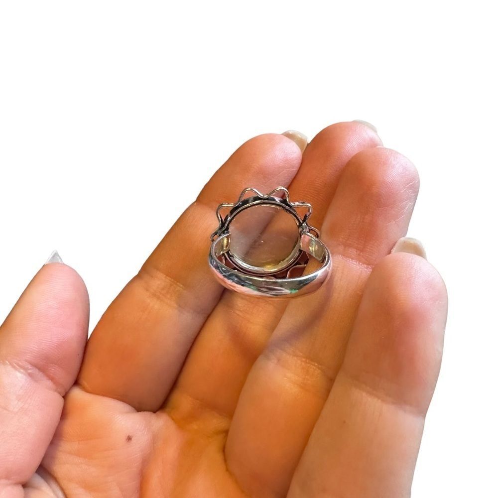 Clear quartz gemstone ring with sun sterling setting Size 9 - Picture 6 of 8